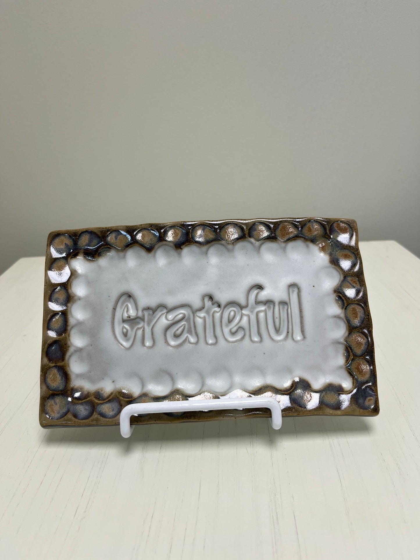 FP Rectangular "Grateful" Dish in Ivory Linen