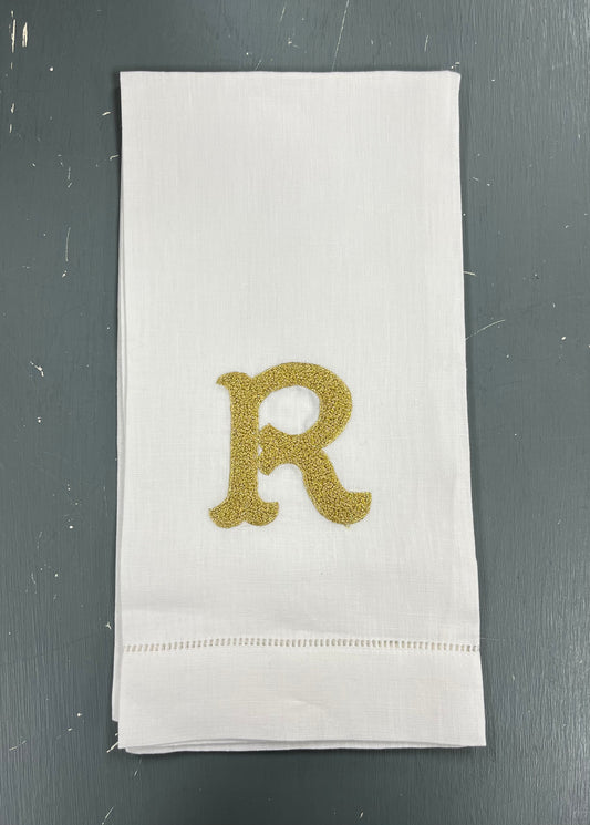 FINAL SALE Nouveau Gold Monogram Tea Towel- R