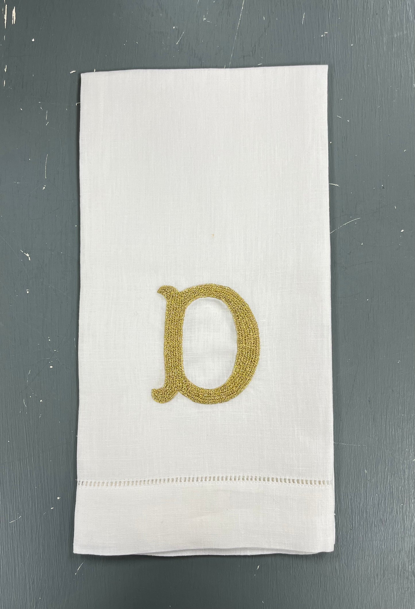 Nouveau Monogram Tea Towel | Gold on White (A-Z)
