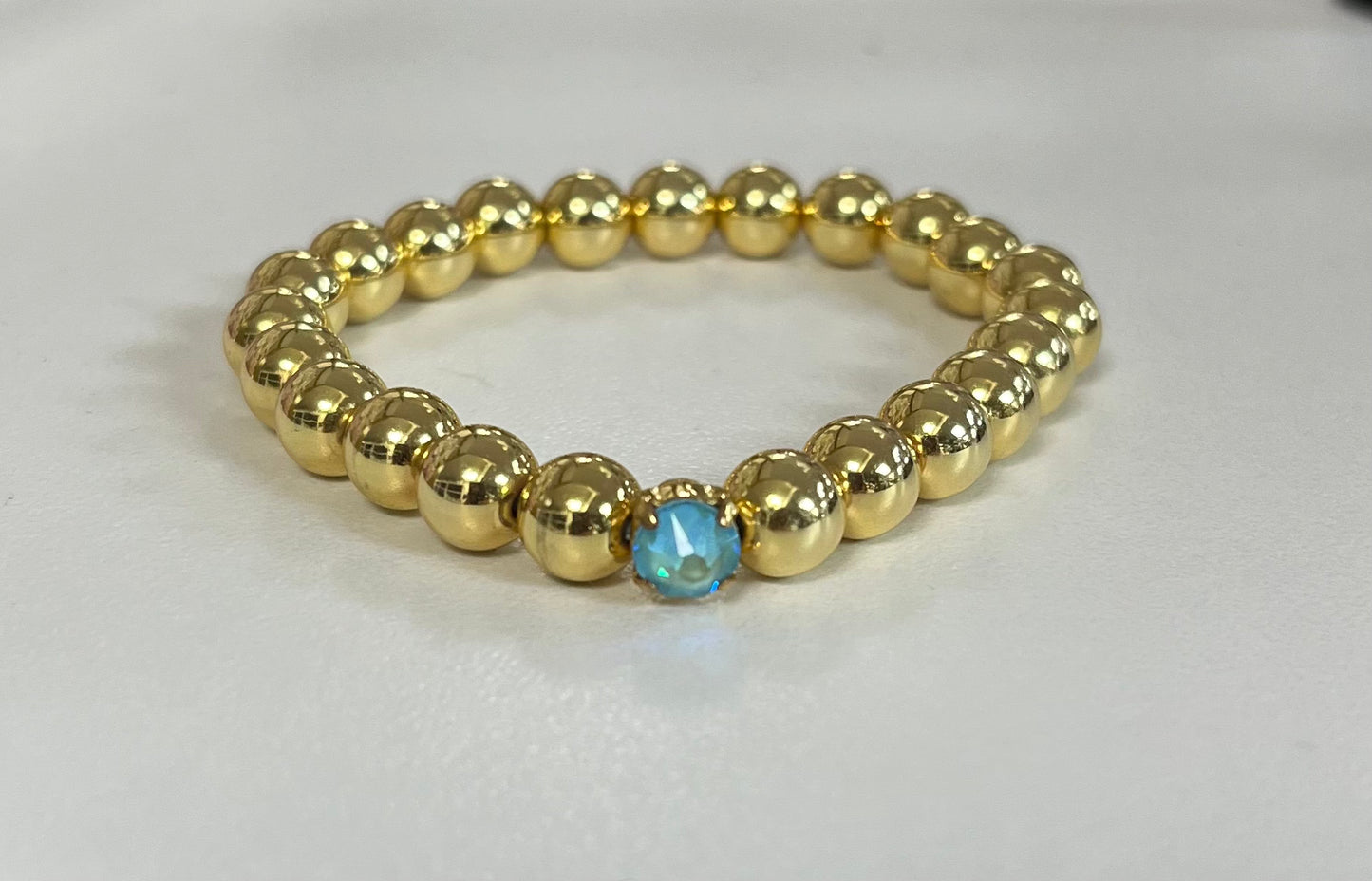 Single Crystal Stretch Bracelet - Summer Blue Delite