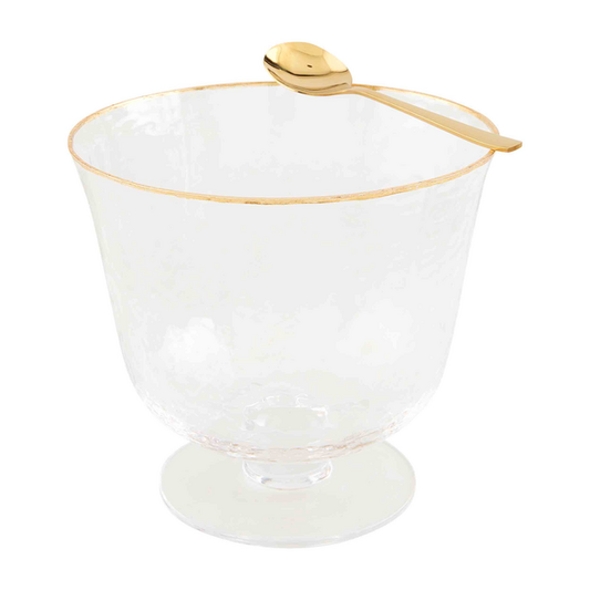 Gold Edge Glass Pedestal Bowl Set