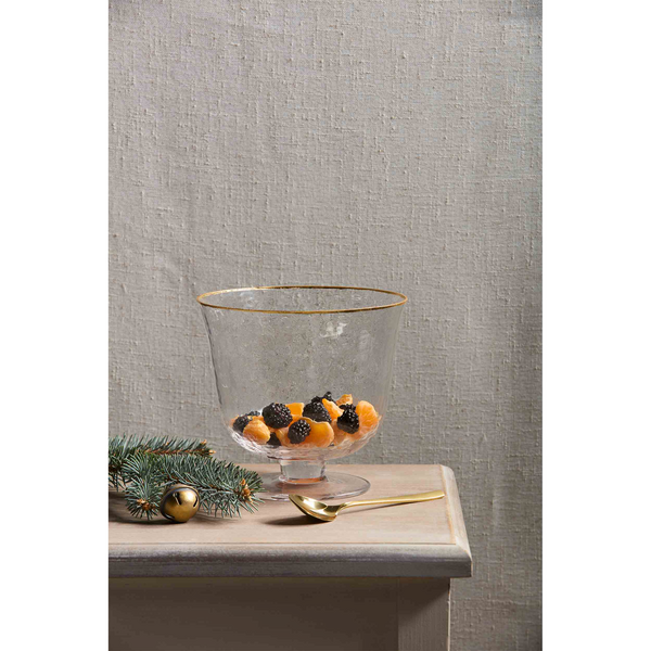 Gold Edge Glass Pedestal Bowl Set