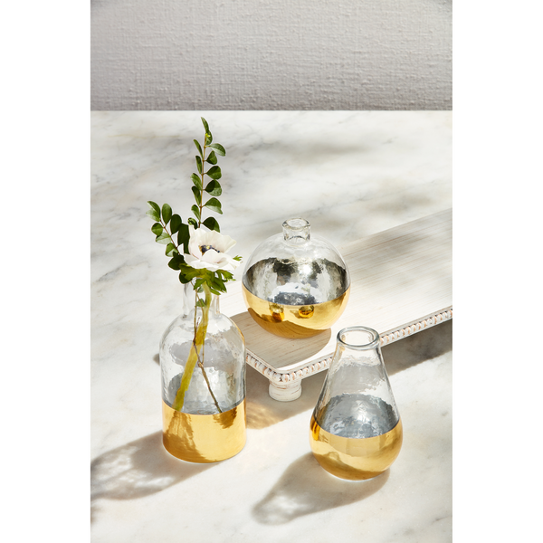Large Glass & Gold Vase