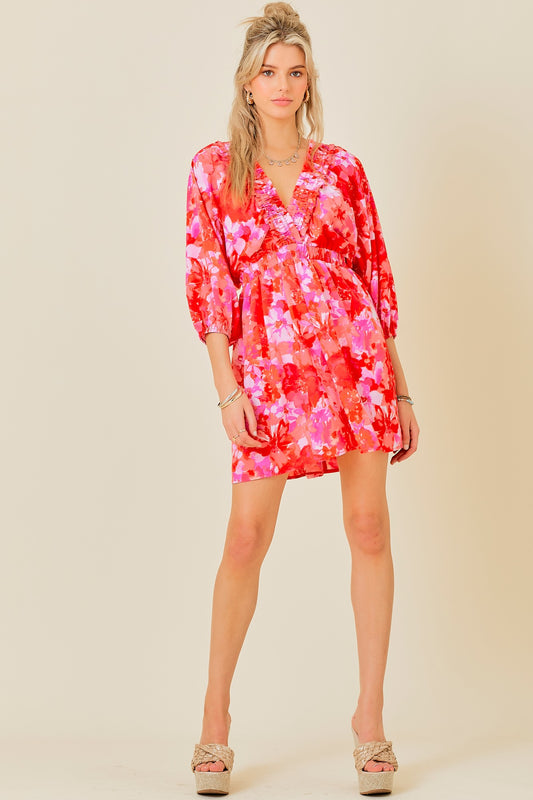 FINAL SALE Floral Print Smock Mini Dress