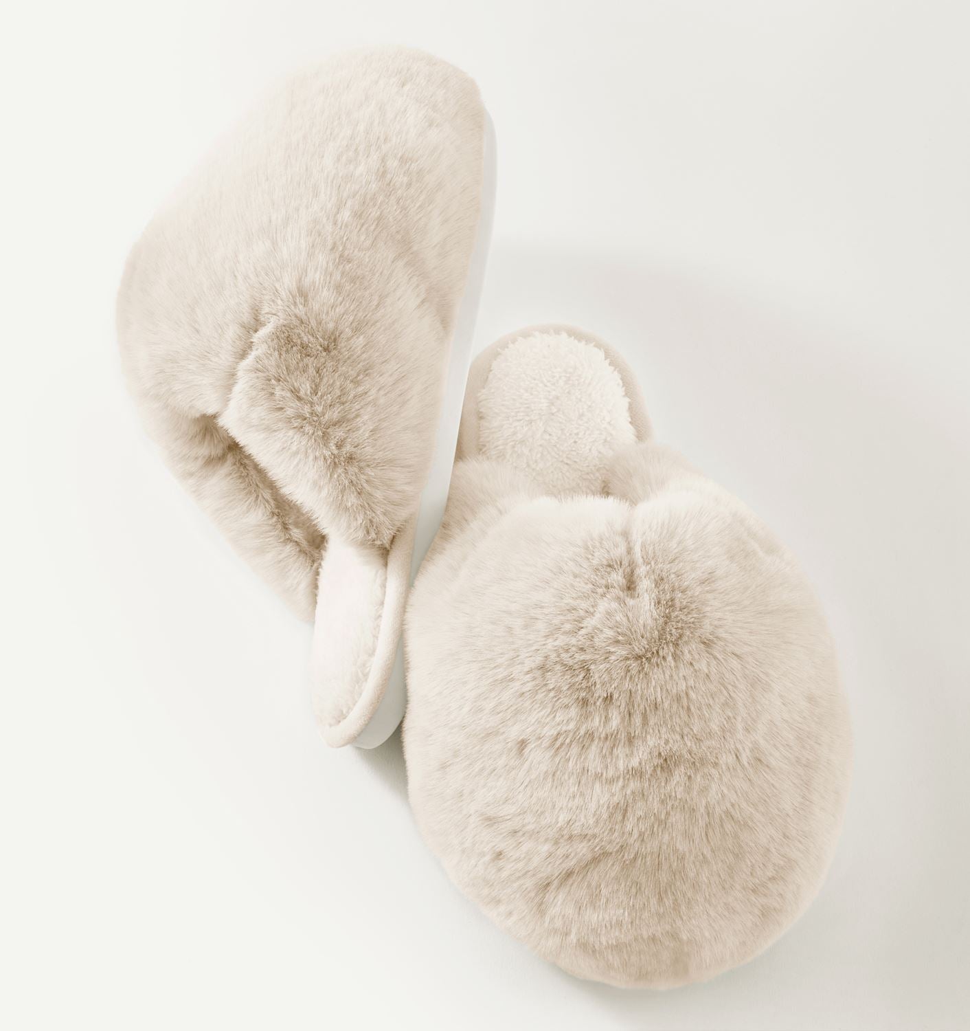 Faux Fur Bubble Slippers - White