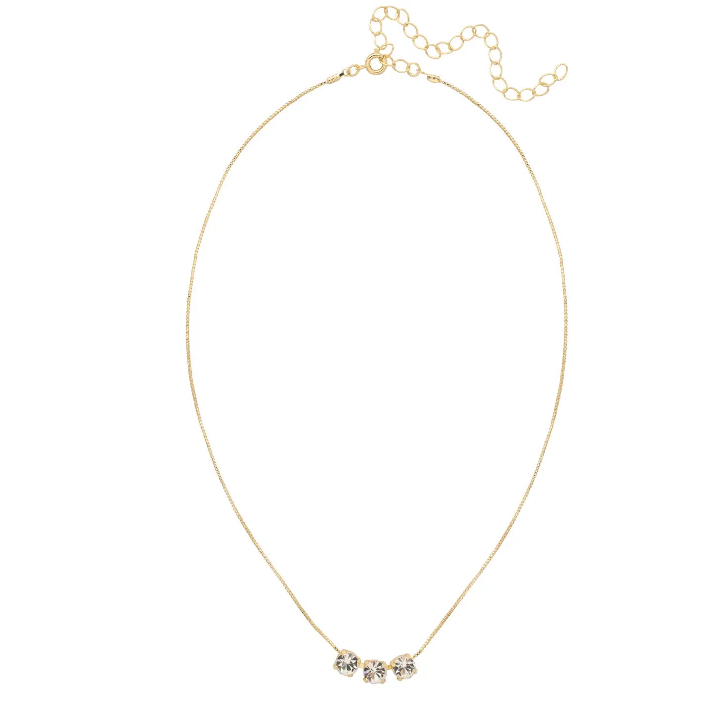 Triple Stud Tennis Necklace - Crystal