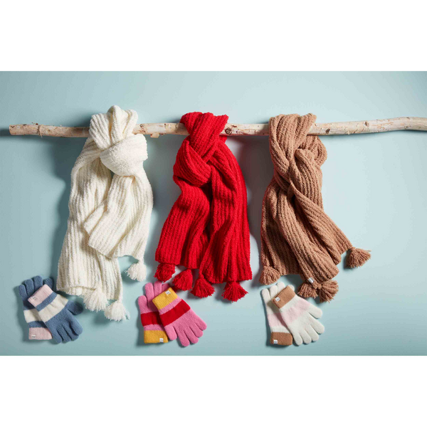 Color-Block Scarf & Glove Set - Red