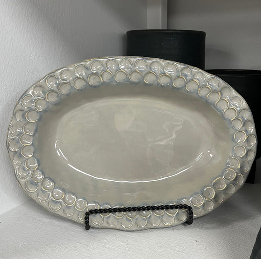 FP Large Oval Scalloped Bowl in Morning Mist