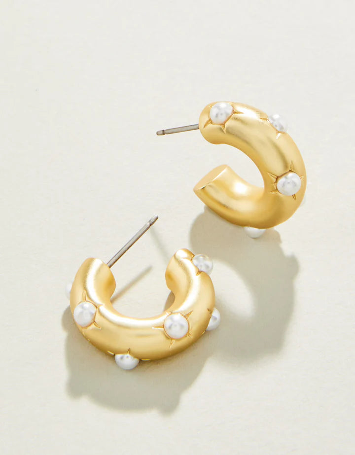 Chubby Hoop Earrings - Pearl