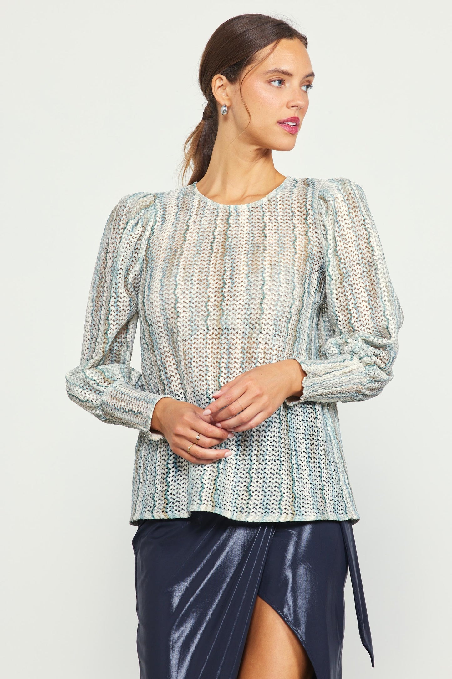 FINAL SALE Printed Crochet Lace Blouse