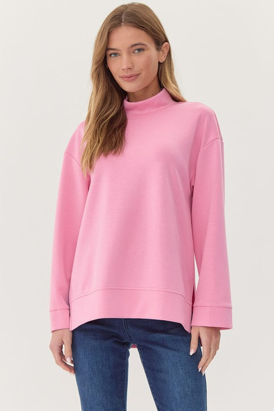 Solid Mock Neck Sweatshirt Top