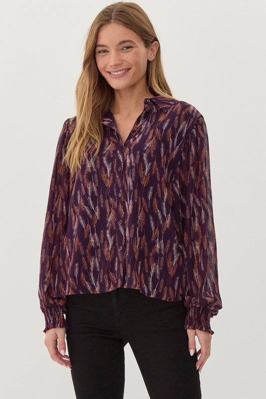 Print Long Dolman Sleeves Top