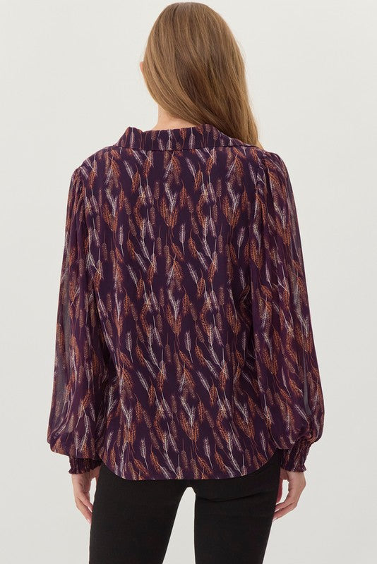 Print Long Dolman Sleeves Top