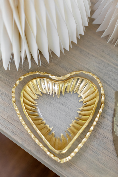 Glass Heart Tidbit Trays