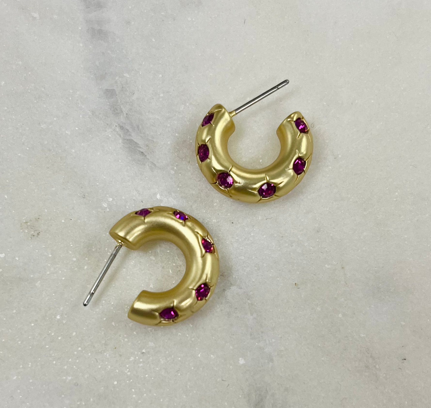 Chubby Hoop Earrings - Fuchsia