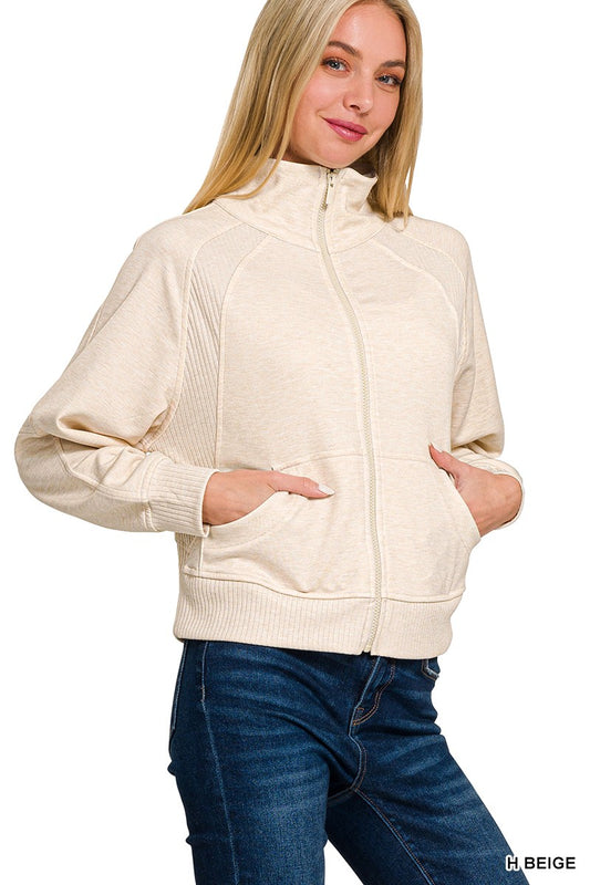 Scuba Full Zip Jacket - Beige