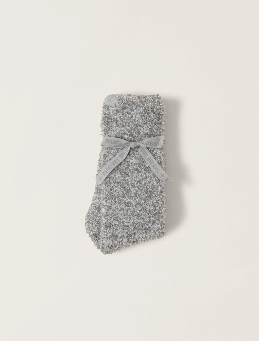 Barefoot Dreams Heathered Socks - Moonbeam/White