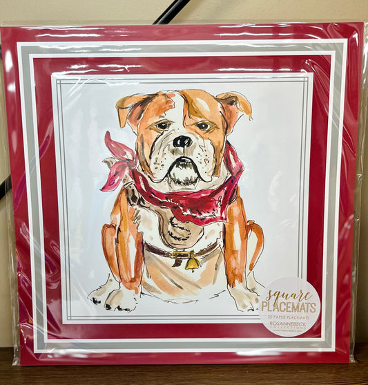 Maroon & Gray Bulldog Square Placemats