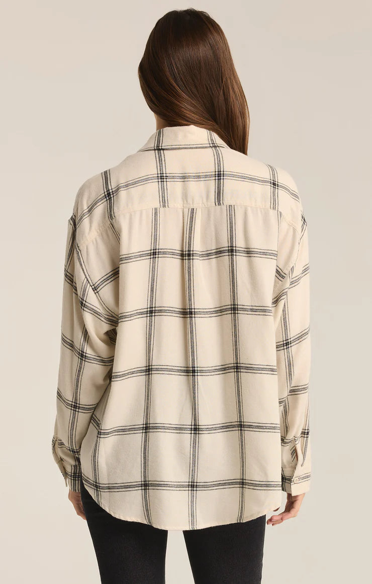 River Plaid Button Up - Sea Salt