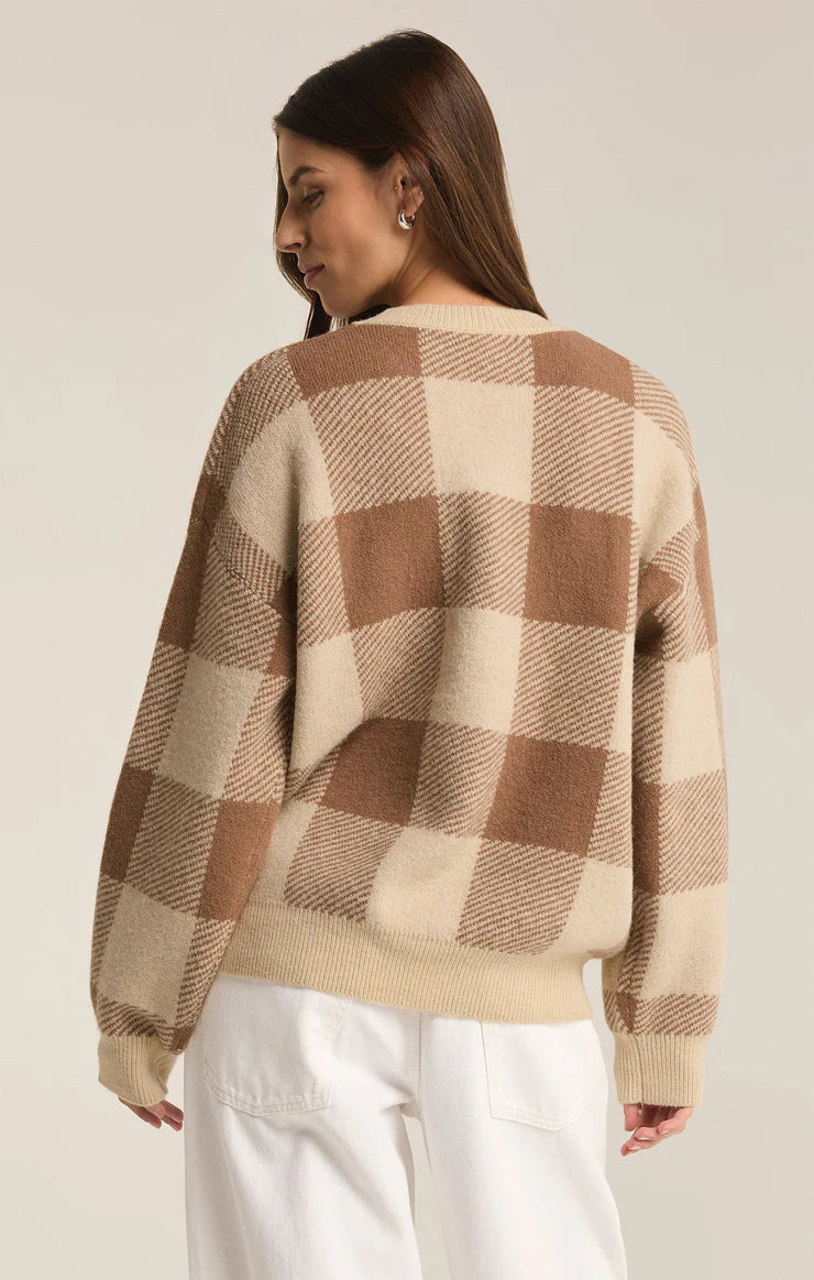 FINAL SALE Check You Later Plaid Sweater - Campfire