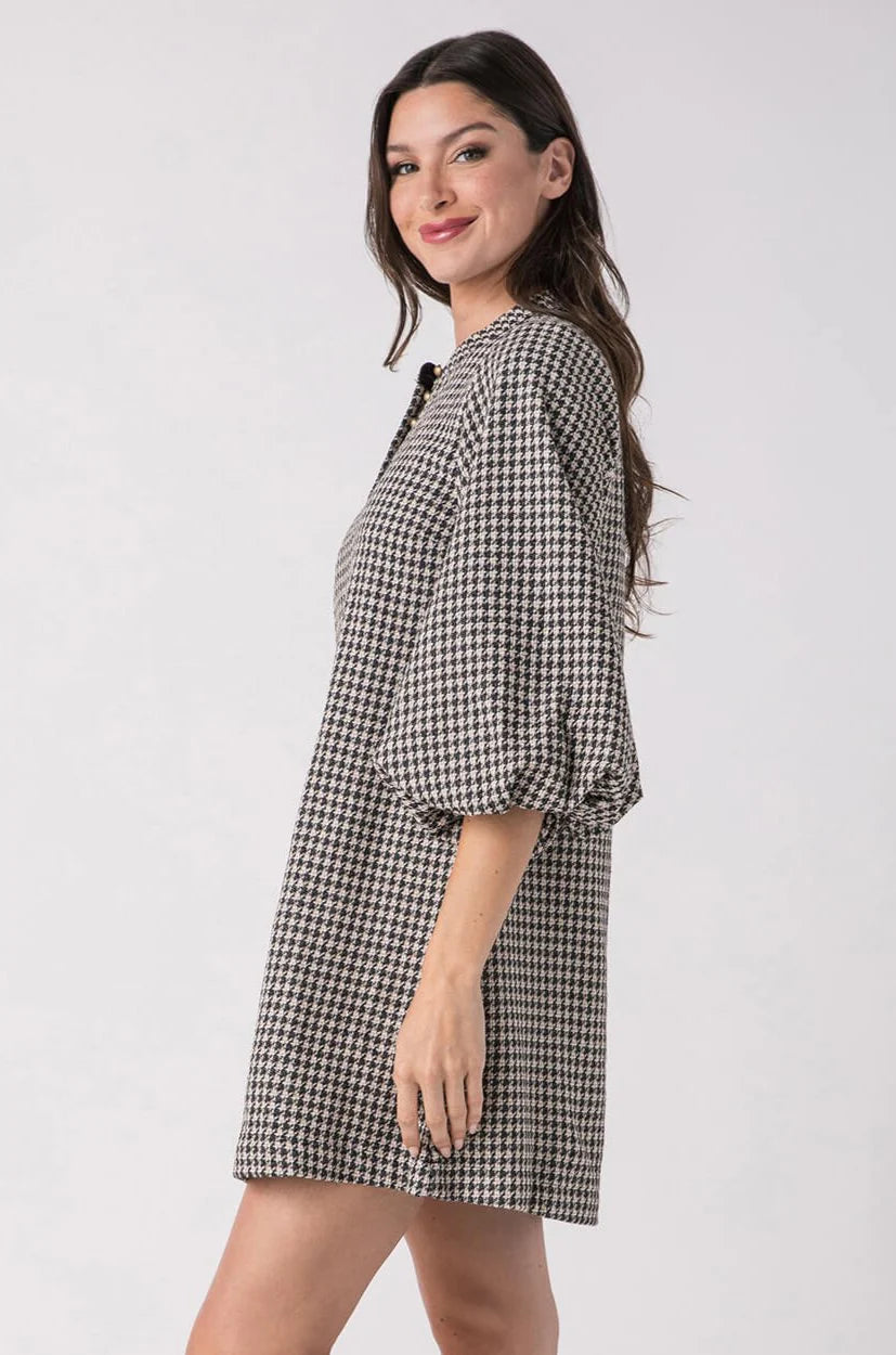 Houndstooth Dress with Pockets