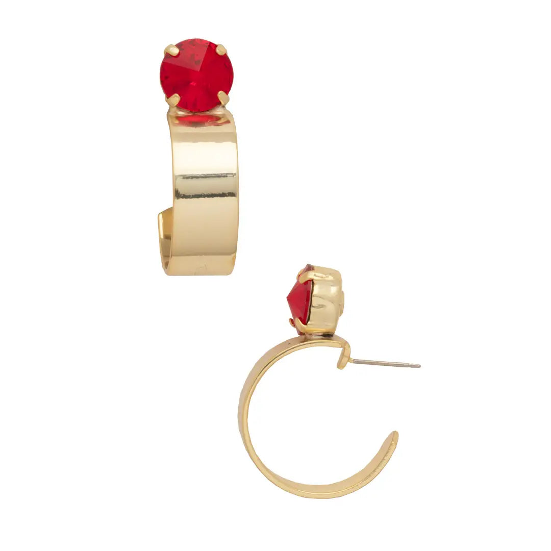 Dani Studded Hoop Earrings - Red Carpet