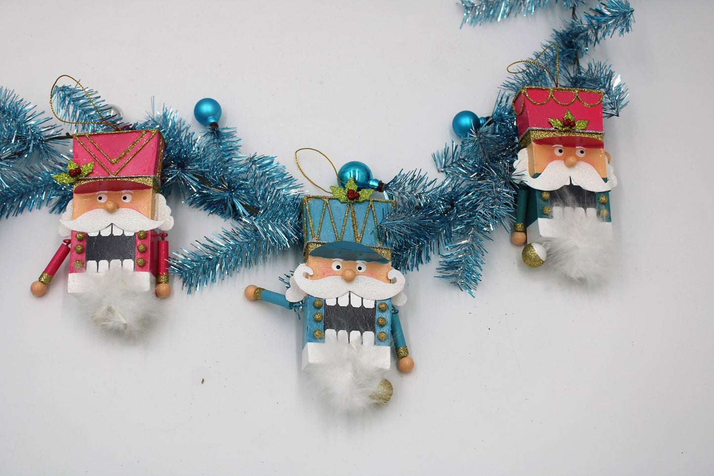 Metal Nutcracker Ornaments - Pink/Teal