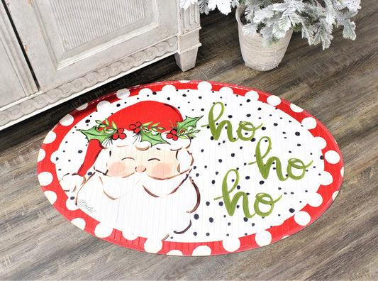 Santa Face Oval Bamboo Mat