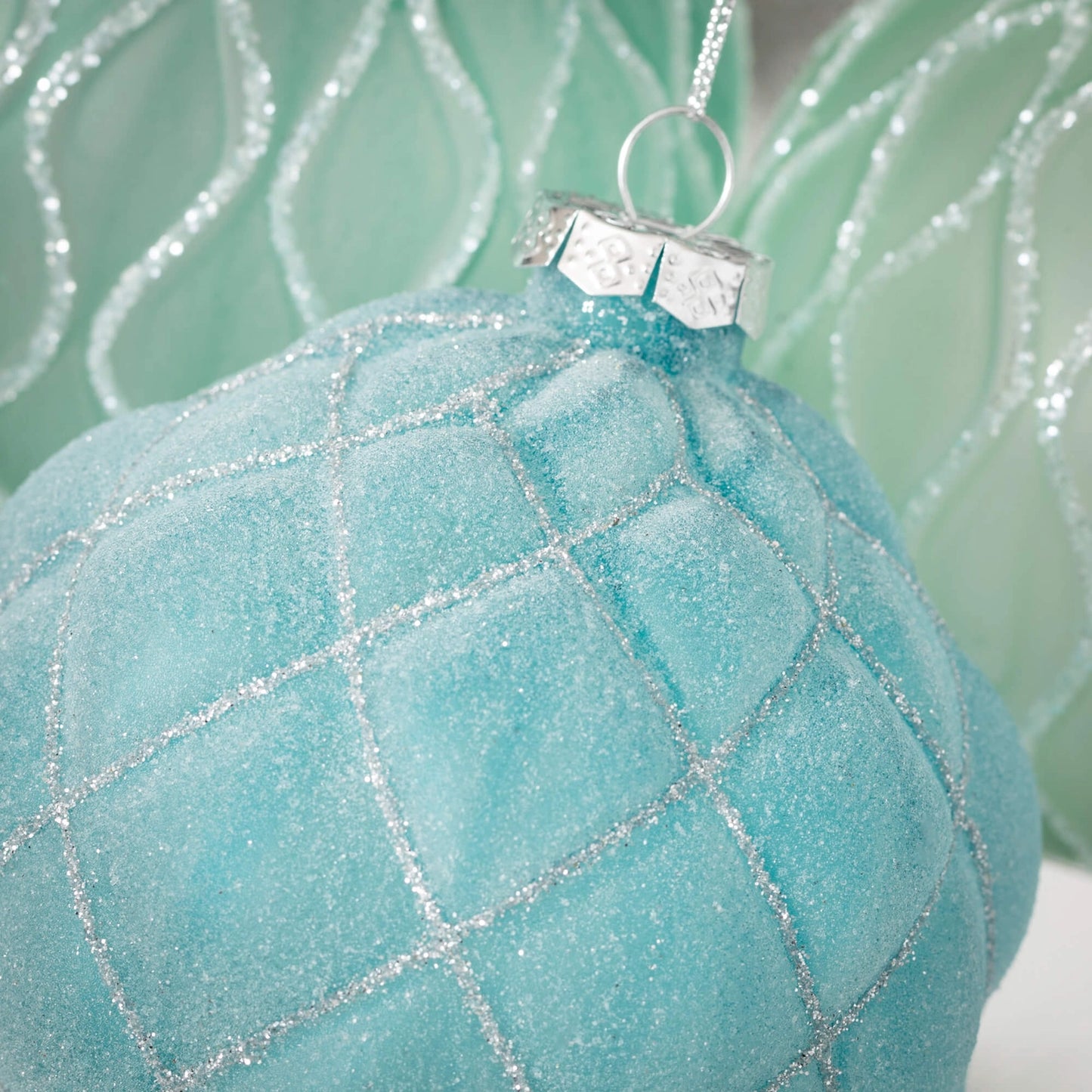 Patterned Aqua Ball Ornament