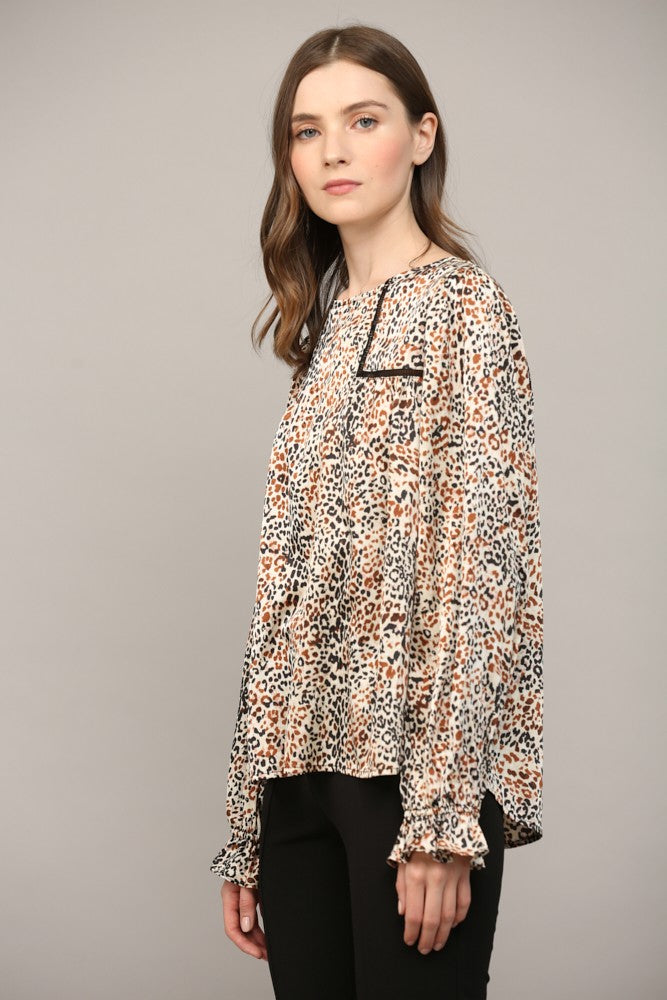 Ivory Multi Color Animal Print Top