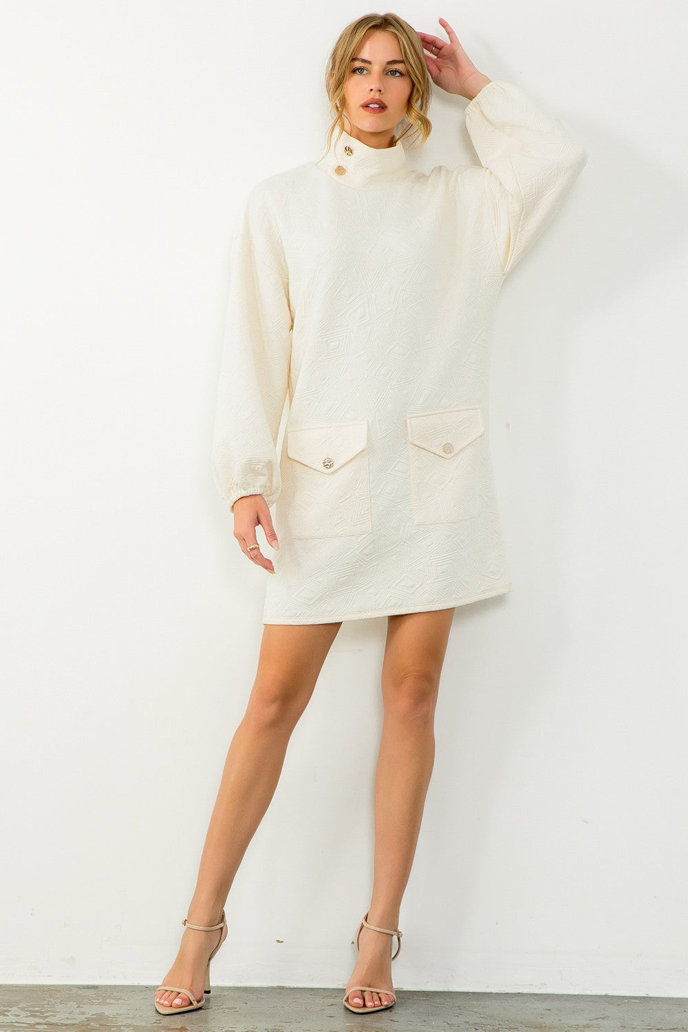 Cream Textured Dress