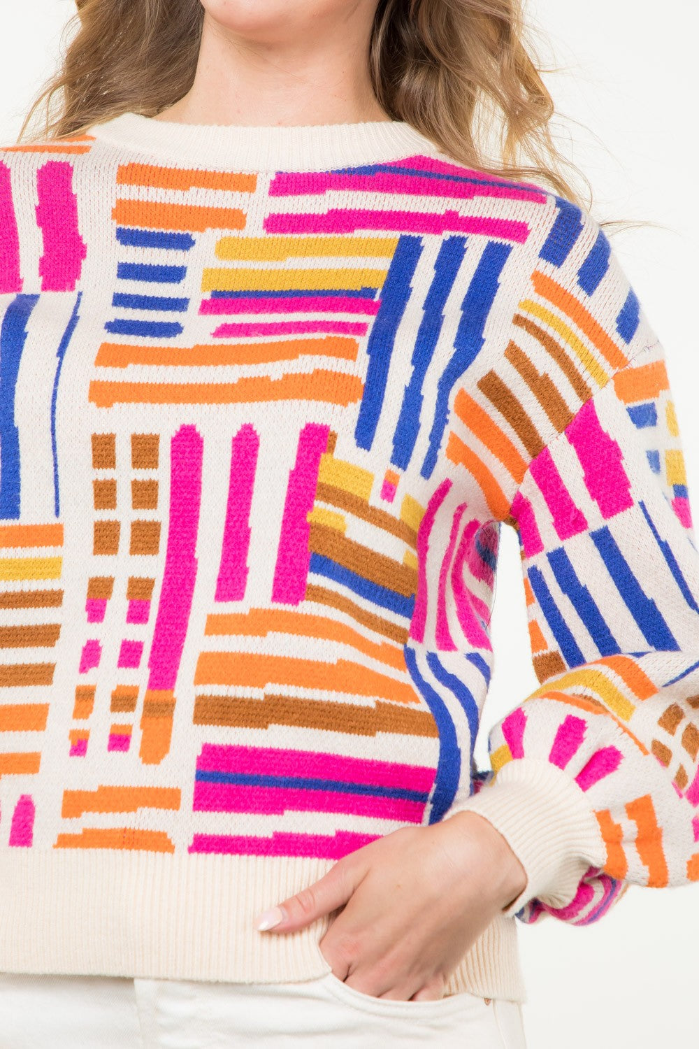 Multi Color Pattern Knit Sweater