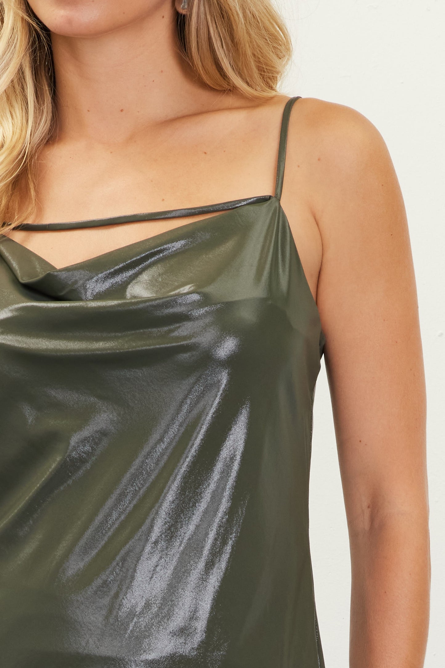 Olive String Cowl Neck Cami