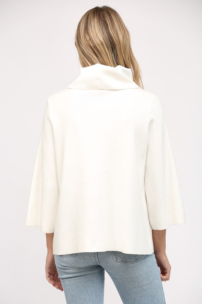 Contrast Satin Cowl Neck Sweater