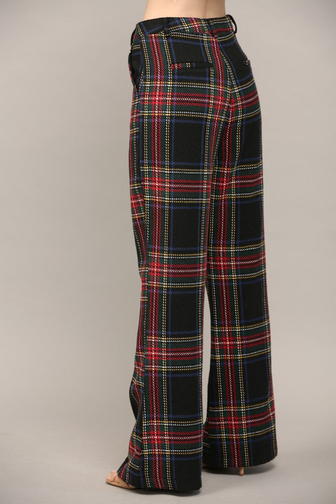 Tartan Plaid Wide Leg Pants