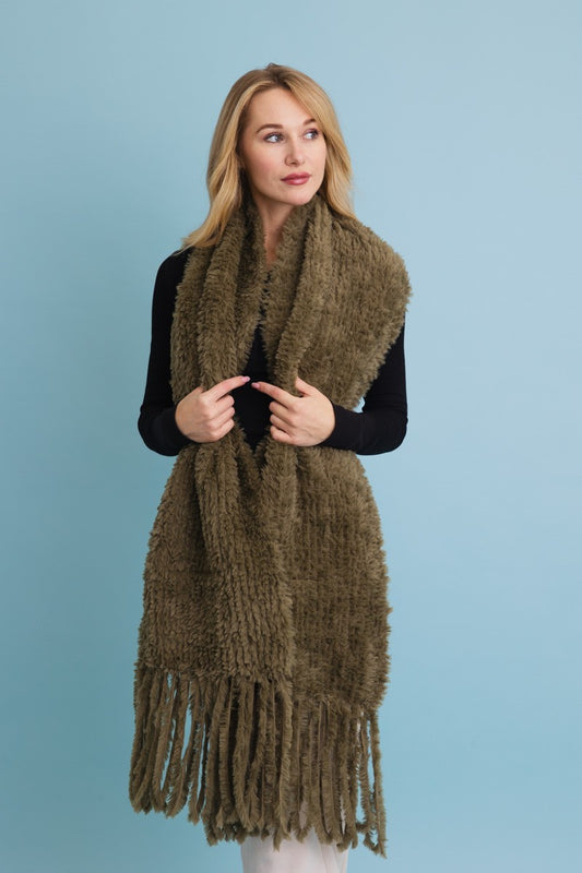 Fringe Shawl - Olive