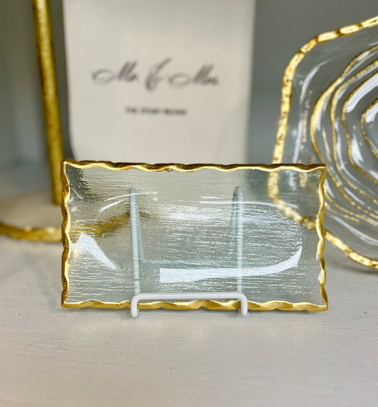 4"x7" Gold Edge Glass Tray