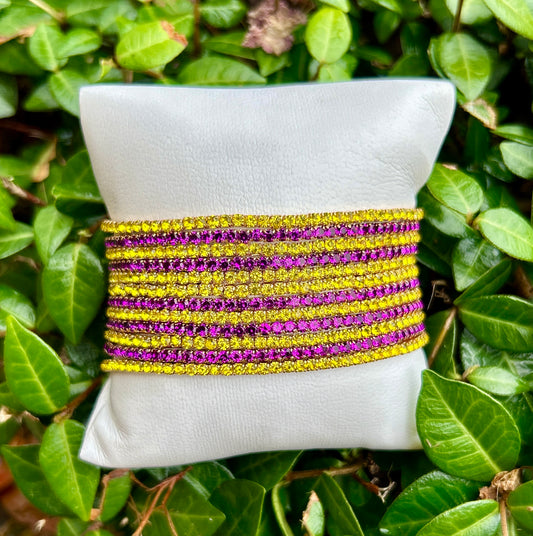 Final Sale Coastal Grit Shimmer Bracelet Set of 12-Purple & Yellow