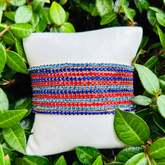 Final Sale Coastal Grit Shimmer Bracelet Set of 12-Red, Sapphire & Blue