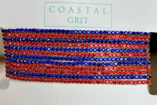 Final Sale Coastal Grit Shimmer Bracelet Set of 12-Red & Sapphire