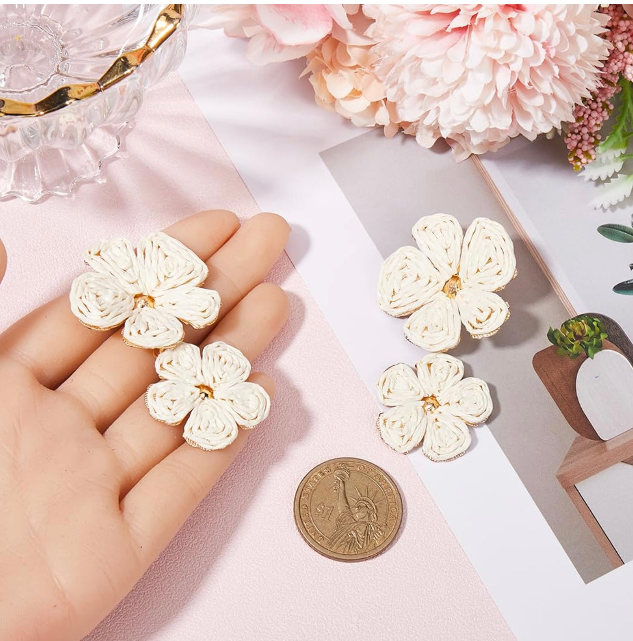 Floral Raffia Earrings