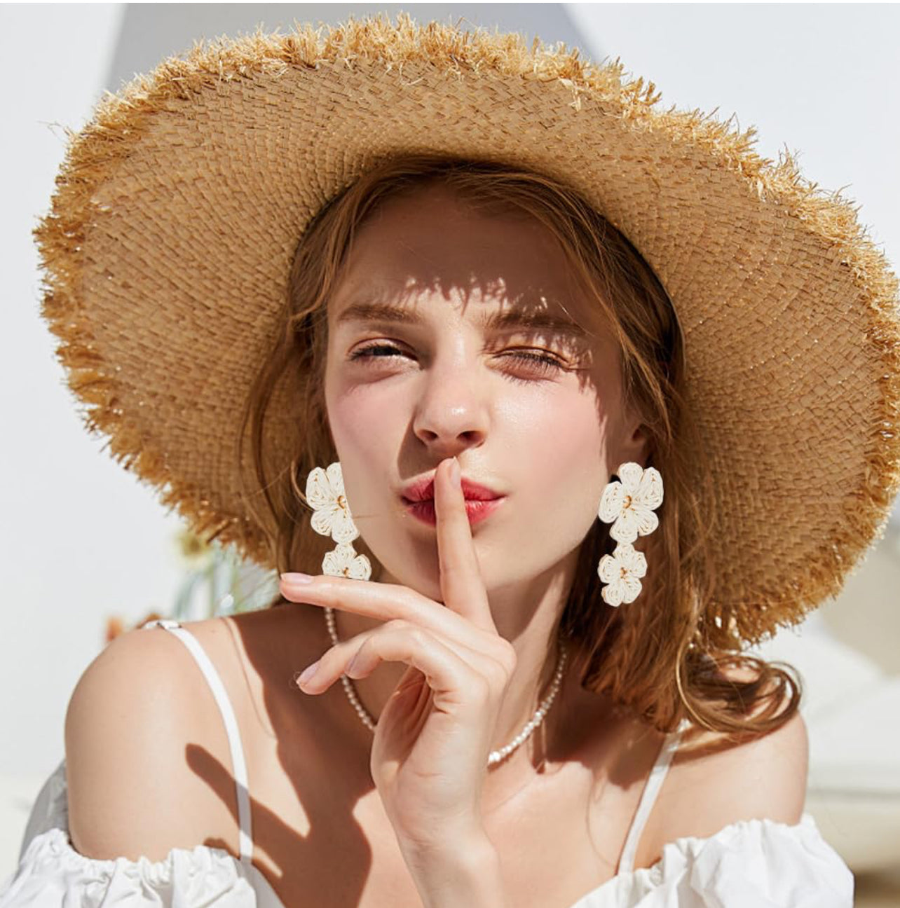 Floral Raffia Earrings