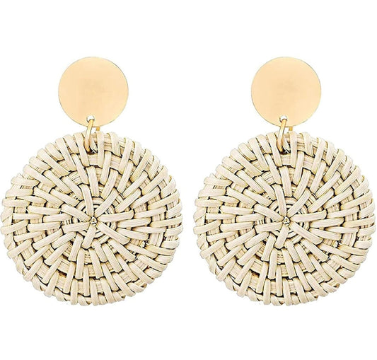 Round Straw Earrings