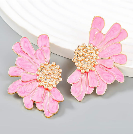 Bohemian Floral Earrings- Pink