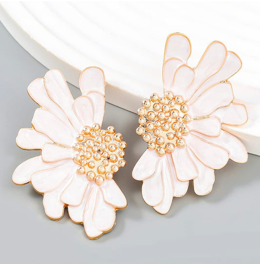 Bohemian Floral Earrings-White