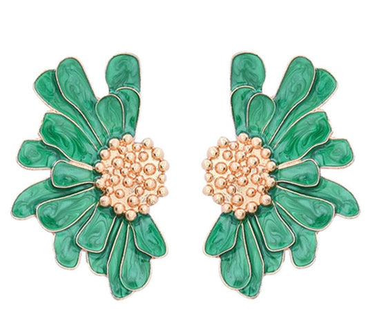 Bohemian Floral Earrings-Green