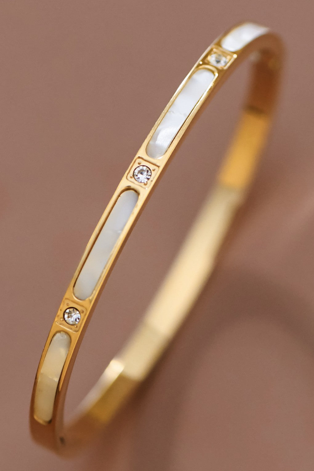 Gold-Mother of Pearl Bangle Bracelet