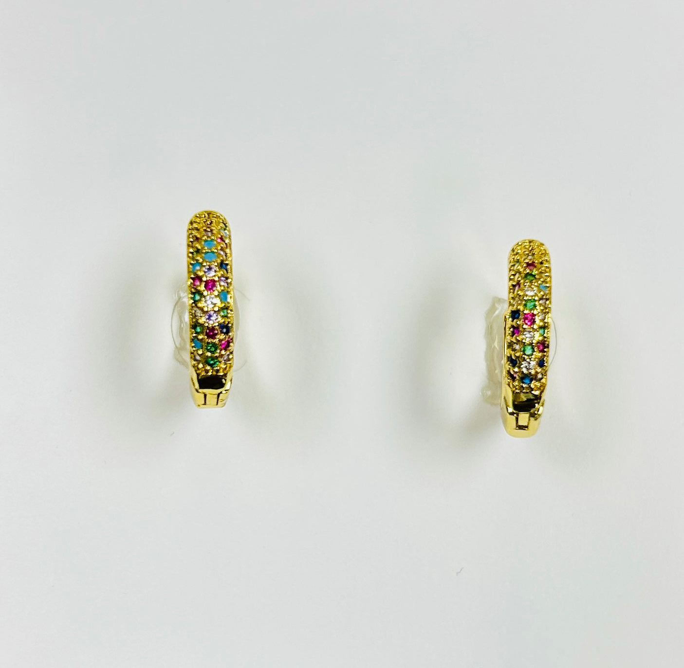 Multi Color Pave' Huggie Hoops