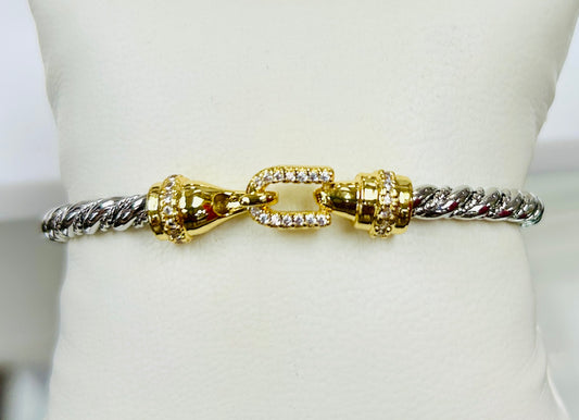 Dixie Two-Toned Bangle Bracelet- Silver