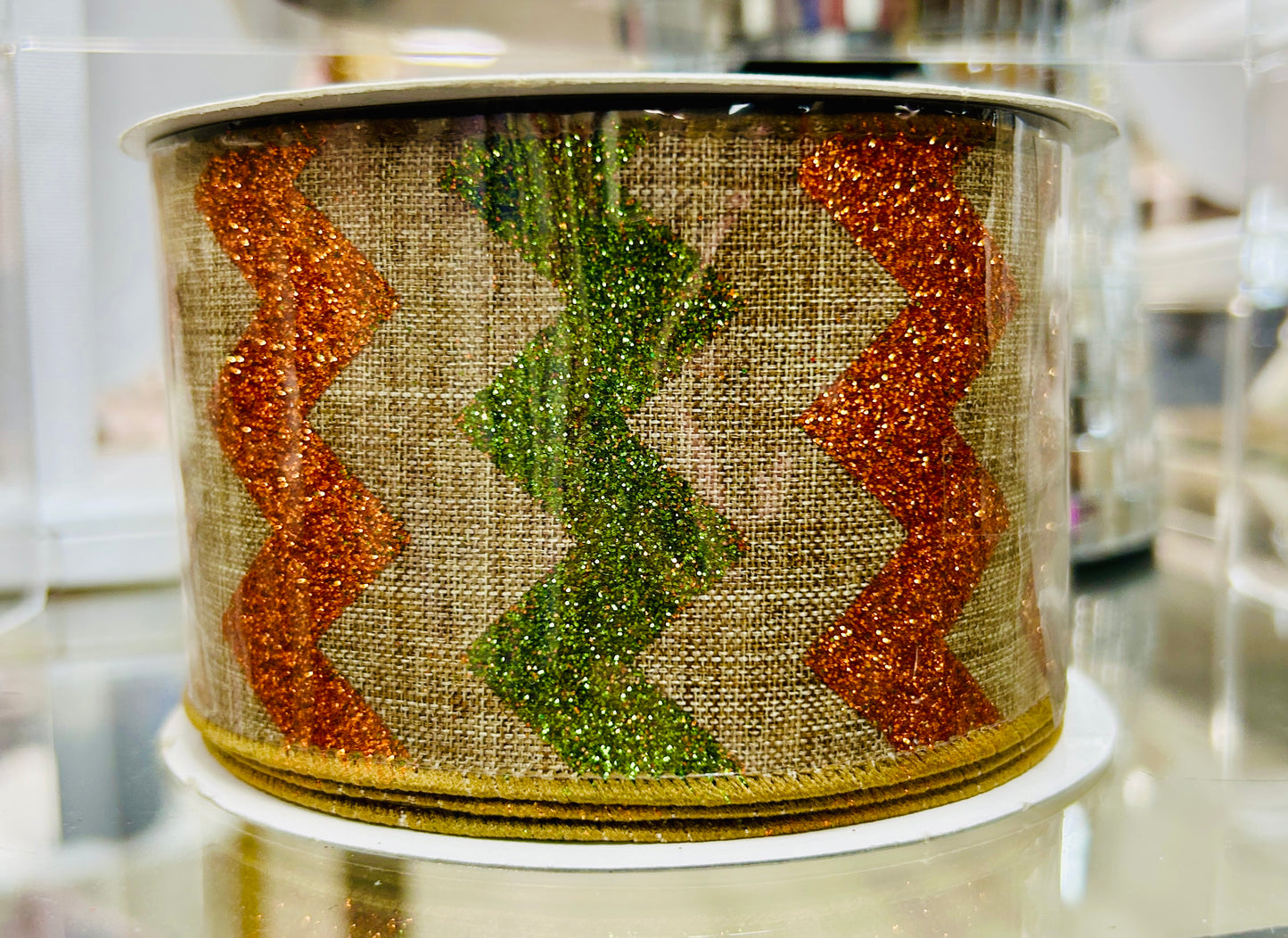 Rickrack, Sparkle Linen Wired Ribbon-2.5"